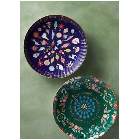 New🌟Anthropologie-Danielle Kroll Making Spirits Bright Dessert Plate - Picture 4 of 5